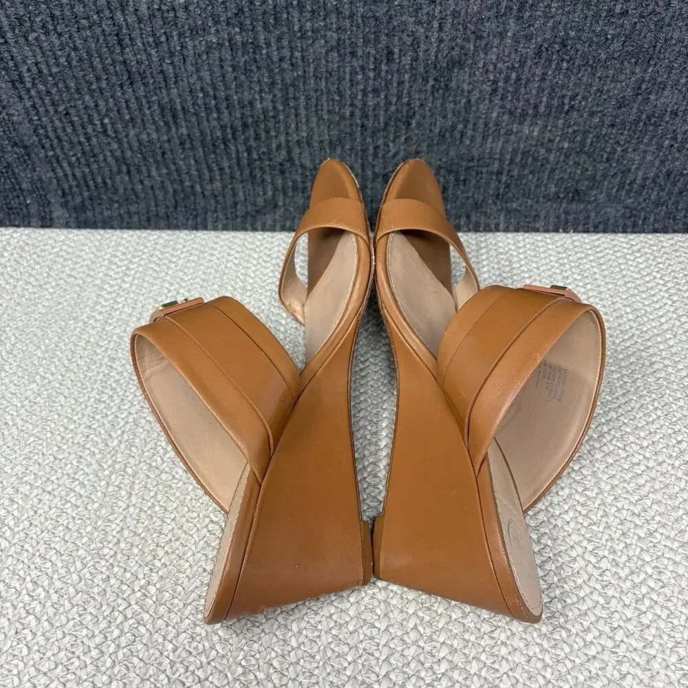 Tory Burch Gigi Wedge Sandals Strap Brown Leather Women’s 10 M